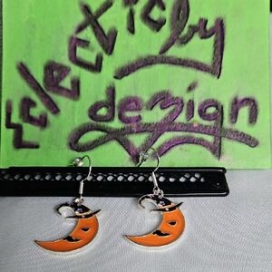Halloween 365 Orange Crescent Moon Earrings